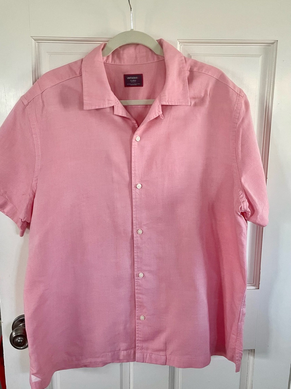 UNTUCKit Men's Short-Sleeve Button-Down in Light Pink